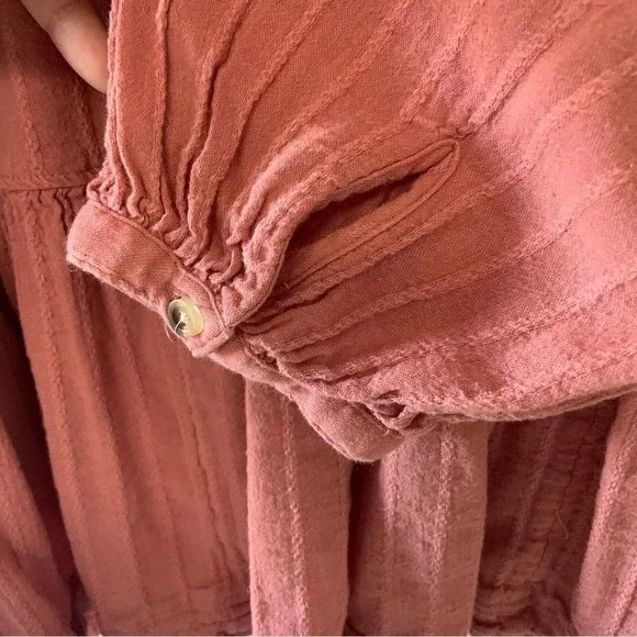 AMERICAN EAGLE Long Sleeve Babydoll Top Rose Mauve Pink Size Large - Picture 8 of 13